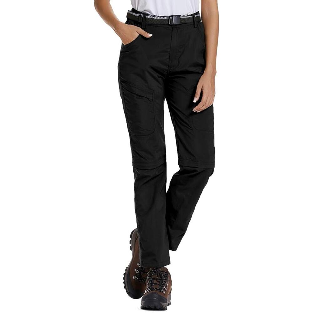 Jessie Kidden Women's Convertible Hiking Pants Quick Dry Stretch Black 32 Large